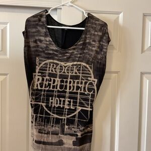 Rock & Republic Black and Cream Sleeveless Top size XL